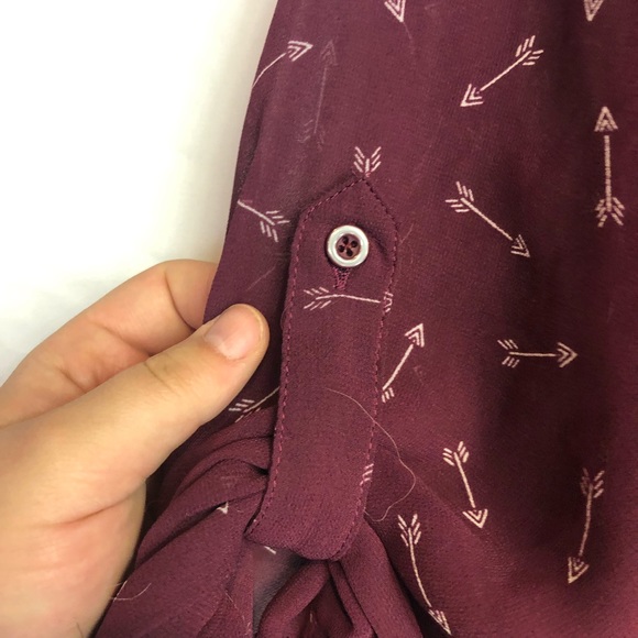 Torrid sz 0 maroon sheer midi arrows dress buttons - Picture 4 of 5